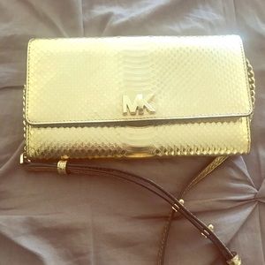 Micheal Korse Gold Snakeskin Crossbody